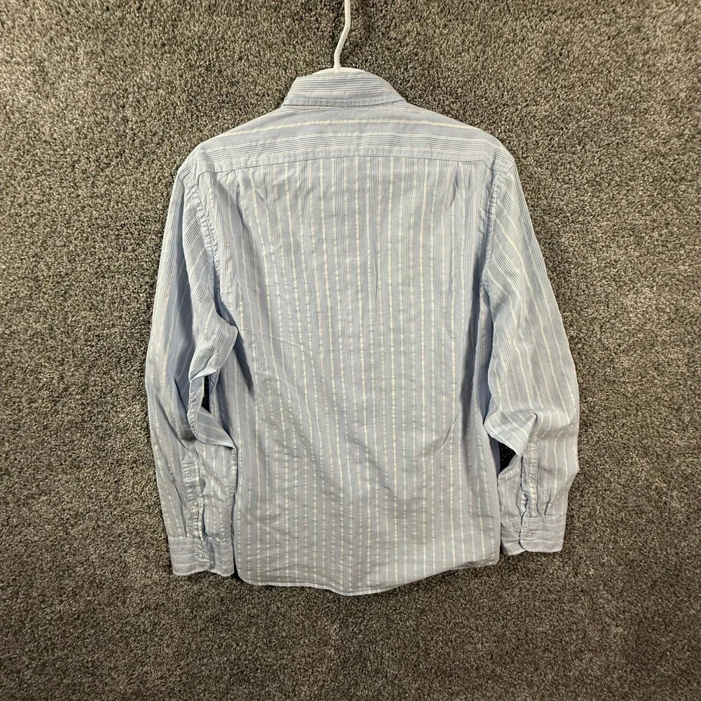 J.Crew Mens Large Blue White Striped Cotton Button Down Shirt Long Sleeve L
